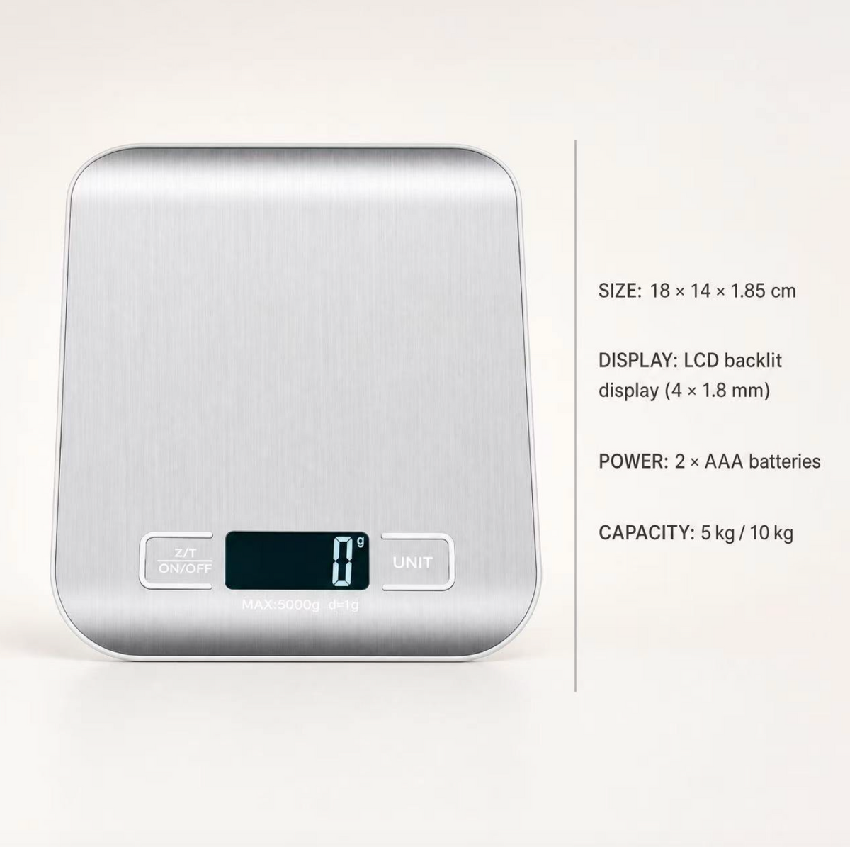 Smart Digital Kitchen Food Scale – High-Precision Stainless Steel Weighing Scale