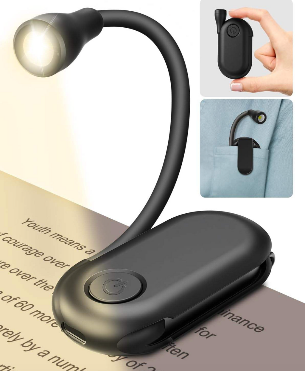 Rechargeable Clip-On Reading Light – Portable LED Book Light for Reading & Bedtime